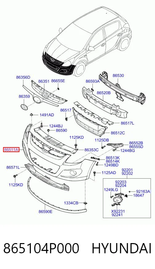 Pára-choque dianteiro Hyundai I20 preço, a partir de 124,39 USD