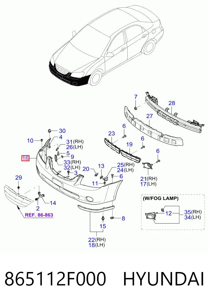  Pára-choque dianteiro KIA Cerato I sedan (LD) (2004 - 2008) I