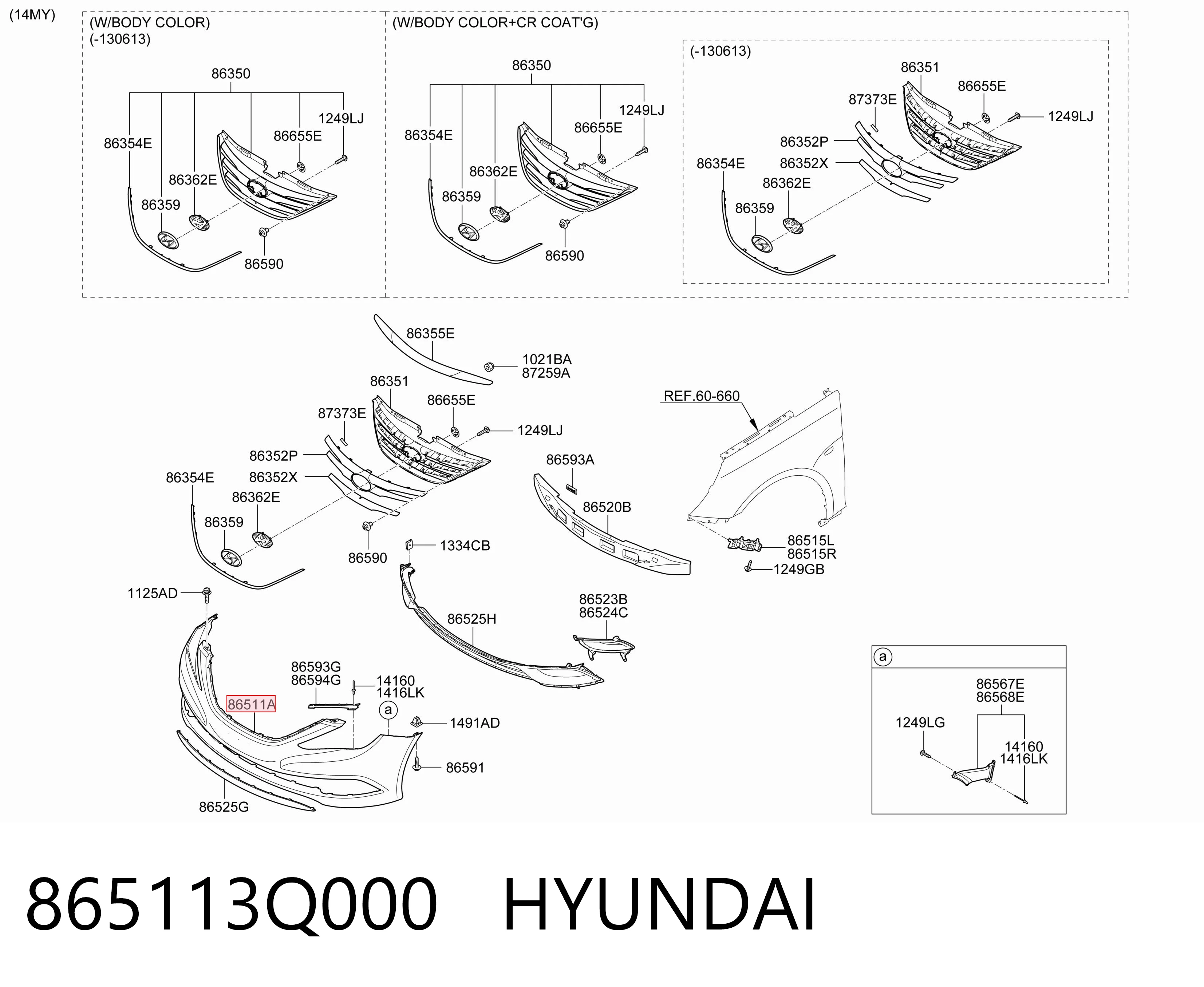 865113Q000 Hyundai/Kia Pára-choque dianteiro