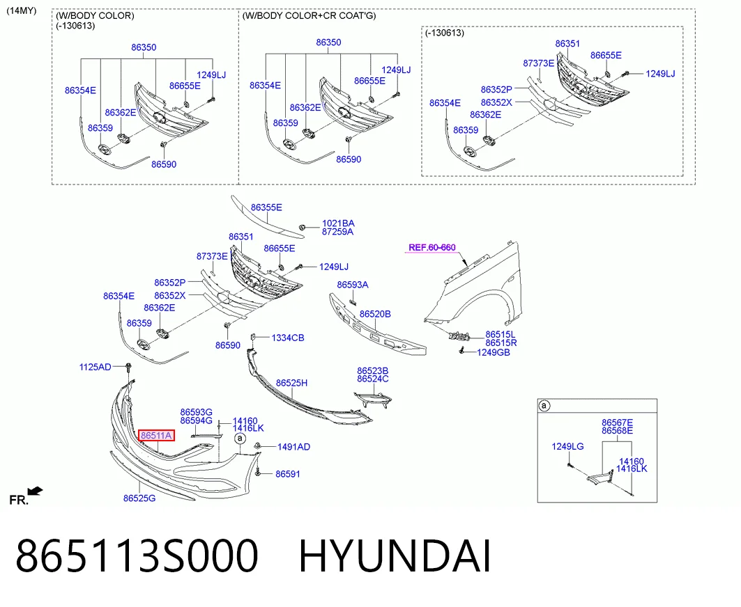 865113S000 Hyundai/Kia Pára-choque dianteiro