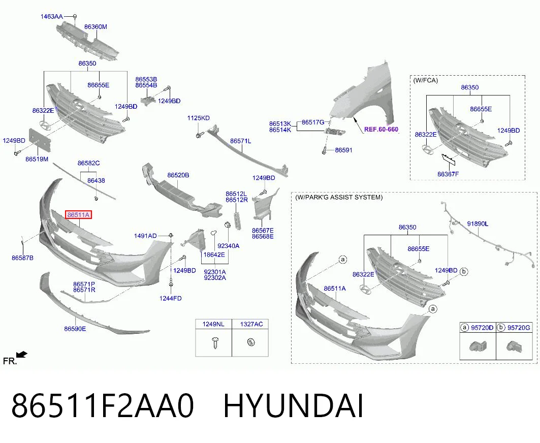 86511F2AA0 Hyundai/Kia Pára-choque dianteiro