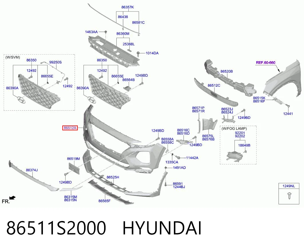 86511S2000 Hyundai/Kia Pára-choque dianteiro