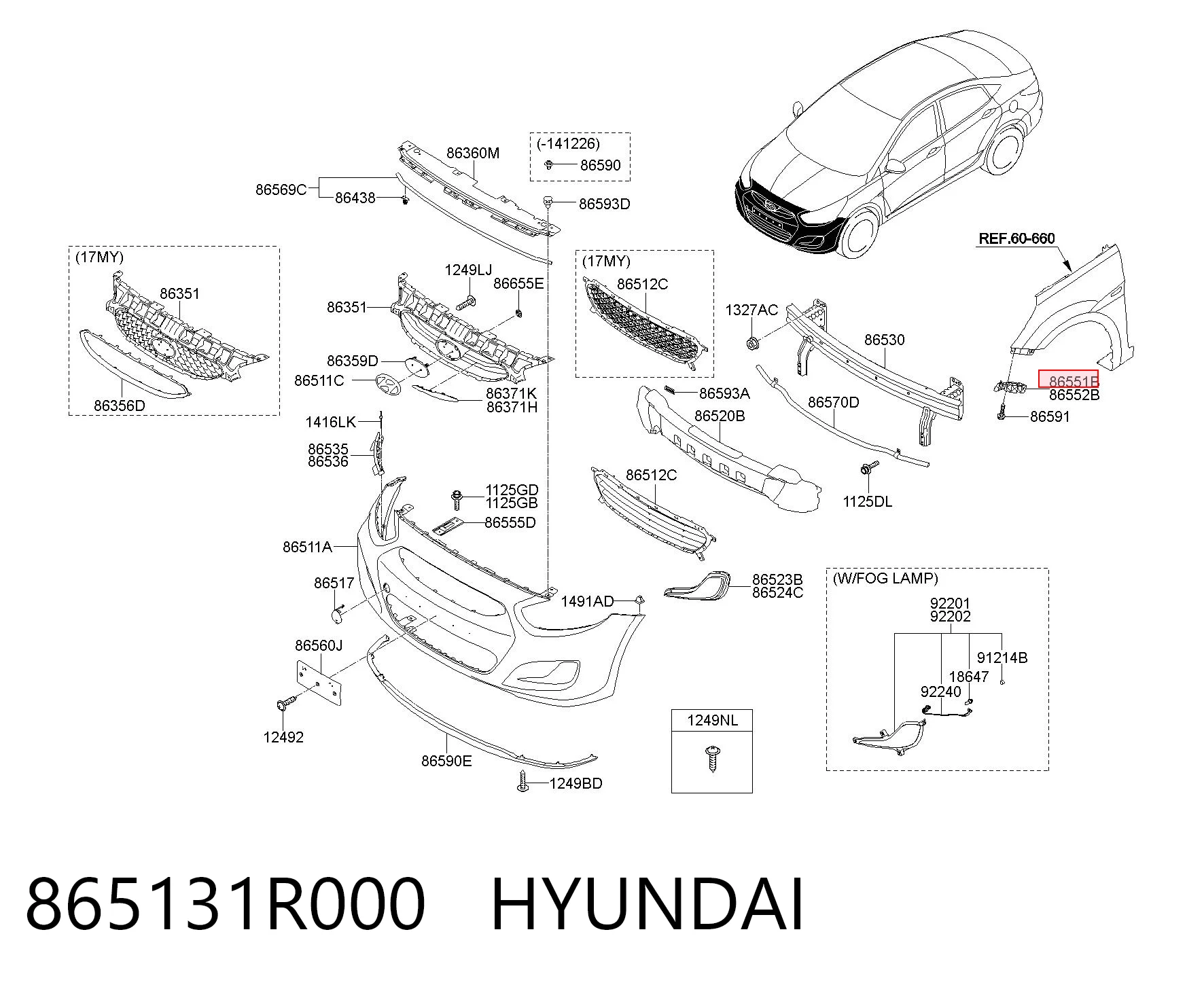 865131R000 Hyundai/Kia Consola externa esquerda do pára-choque dianteiro