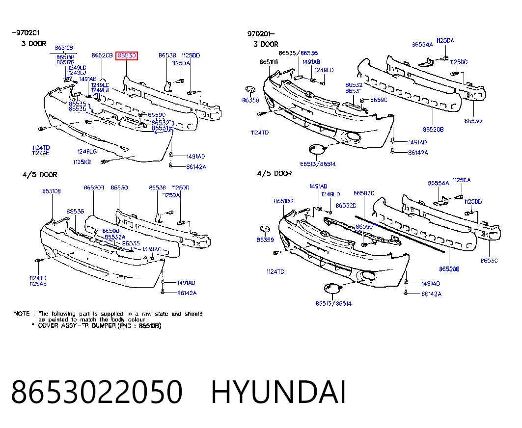  Reforçador do pára-choque dianteiro Hyundai Accent I sedan (1994 - 2001) I