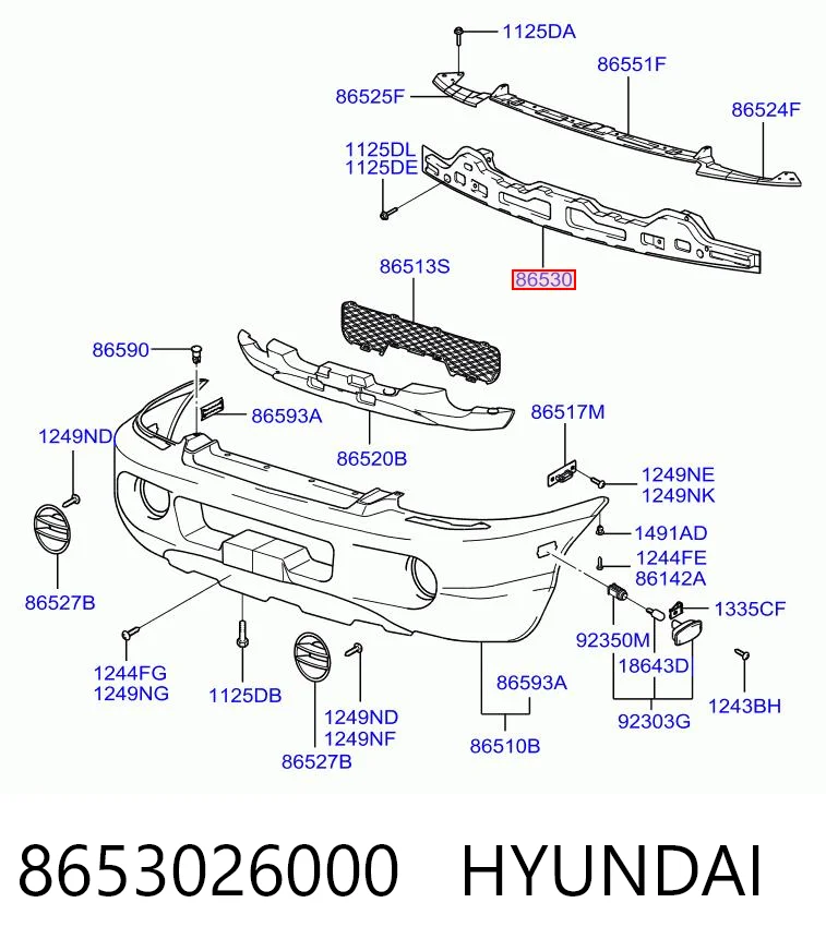 Compre Reforçador do pára-choque dianteiro Hyundai Santa Fe 1