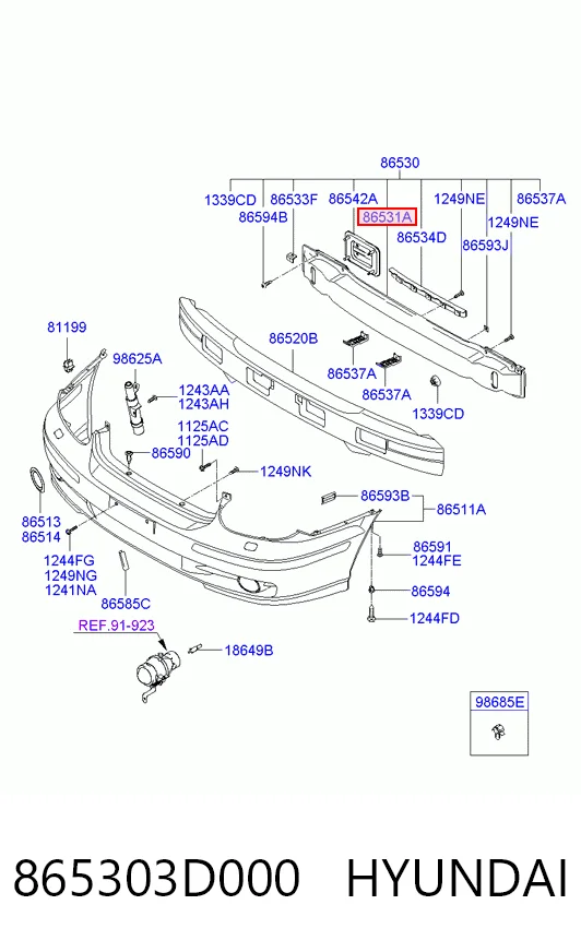 Reforçador do pára-choque dianteiro para Hyundai Sonata EU4