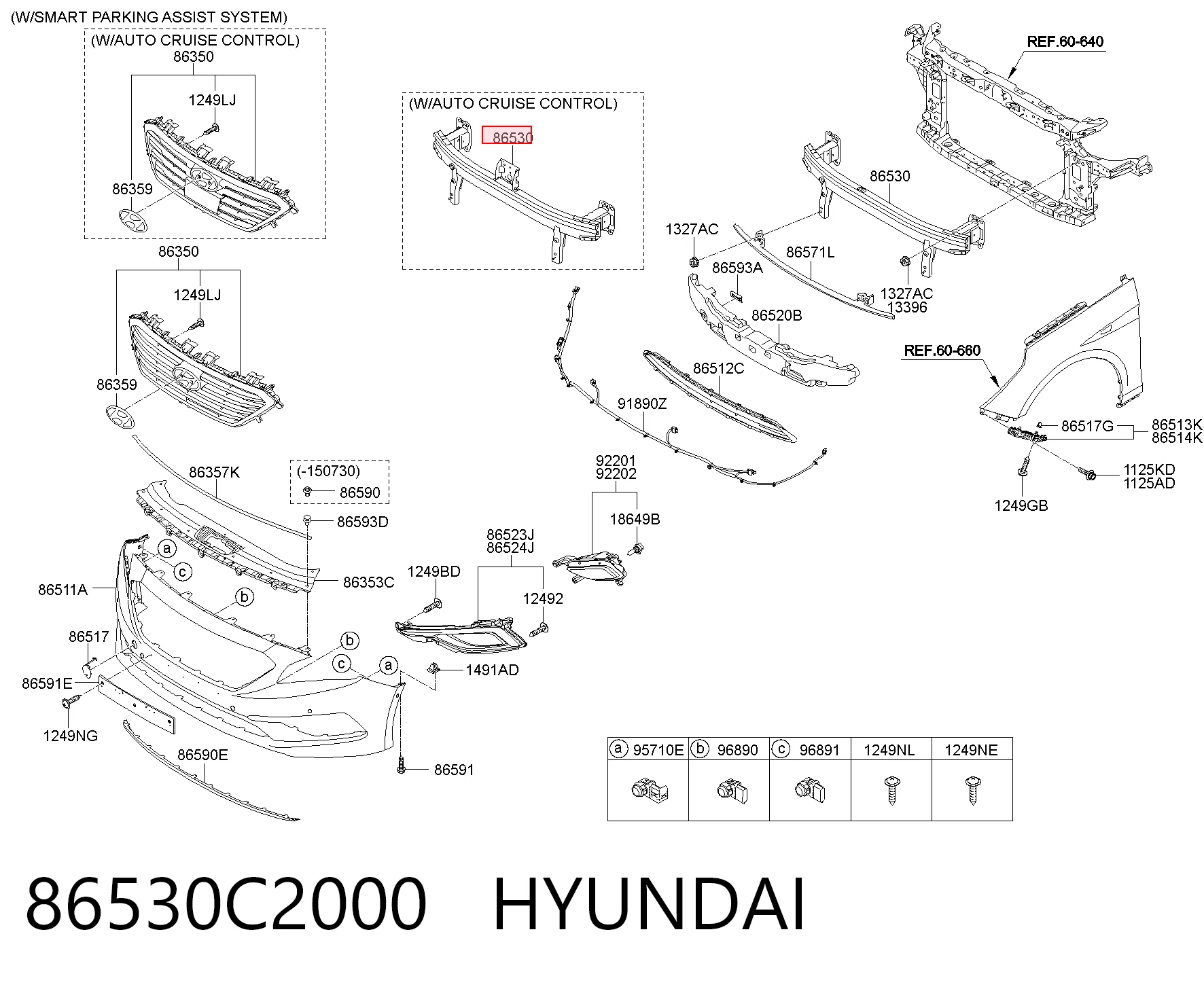 Reforçador do pára-choque dianteiro para Hyundai Sonata VII LF