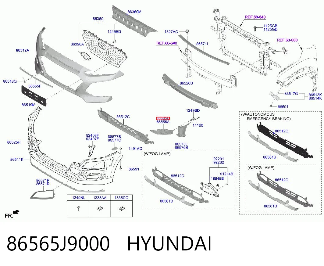 86565J9000 Hyundai/Kia Grelha esquerda do pára-choque dianteiro