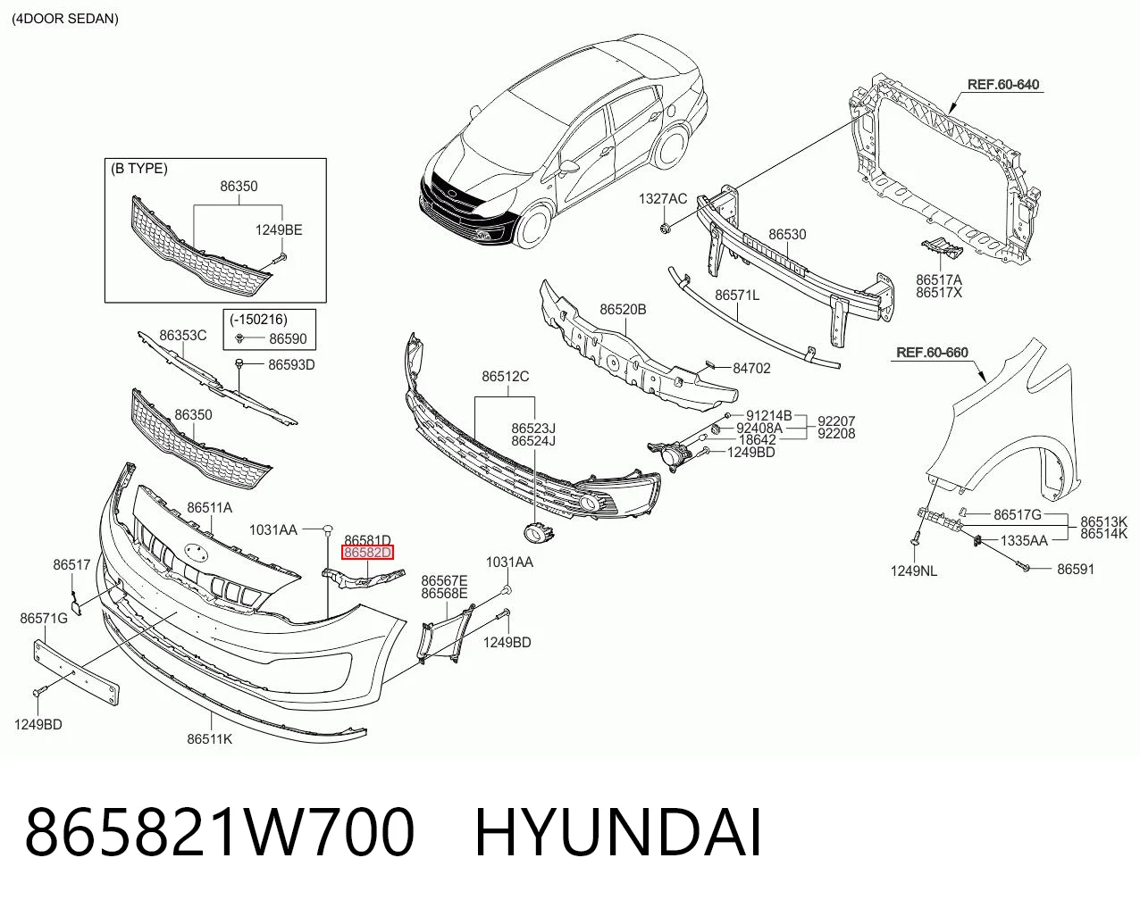865821W700 Hyundai/Kia