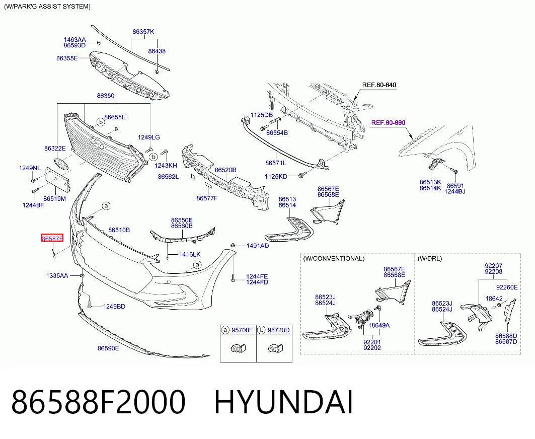 86588F2000 Hyundai/Kia Tampão dianteira do pára-choque do gancho de reboque