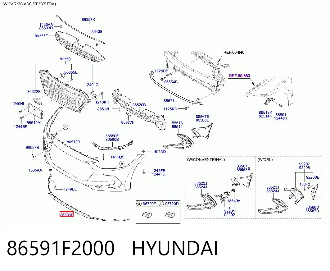 86591F2000 Hyundai/Kia Spoiler do pára-choque dianteiro
