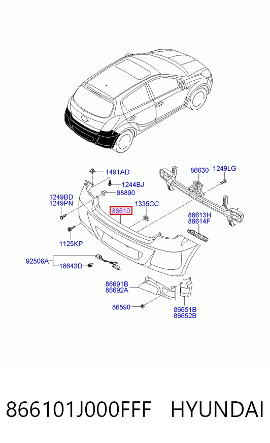 Pára-choque traseiro para Hyundai I20 PB