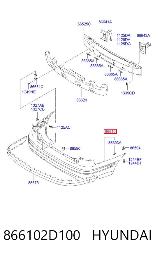 Pára-choque traseiro para Hyundai Elantra III XD