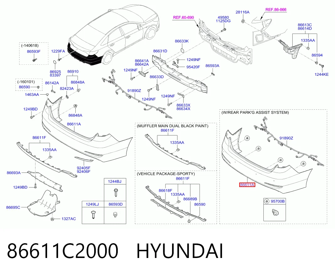 Pára-choque traseiro Hyundai Sonata VII LF ao melhor preço