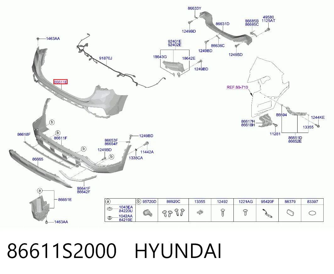 Pára-choque traseiro para Hyundai Santa Fe IV TM, TMA