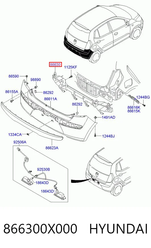 Reforçador do pára-choque traseiro para Hyundai I10 PA