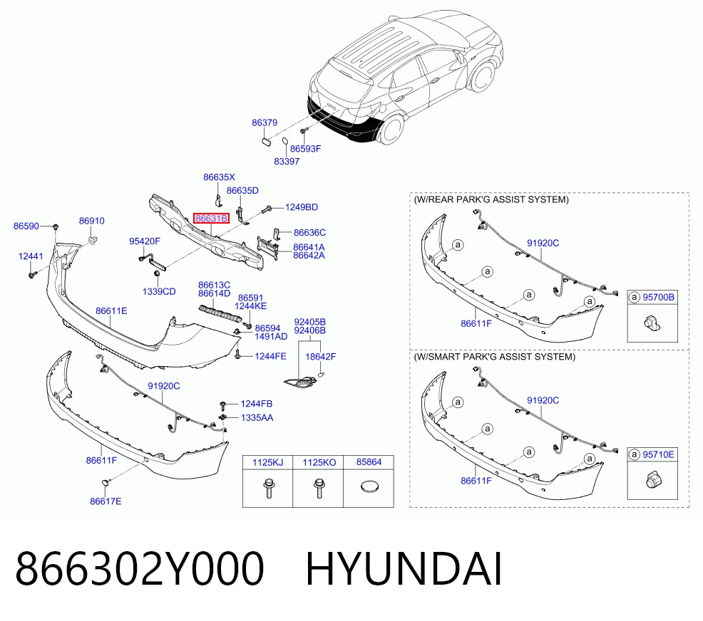 Reforçador do pára-choque traseiro para Hyundai Tucson TM