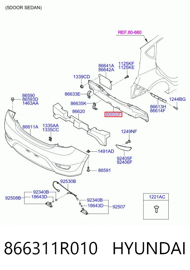 Reforçador do pára-choque traseiro para Hyundai Accent IV SB
