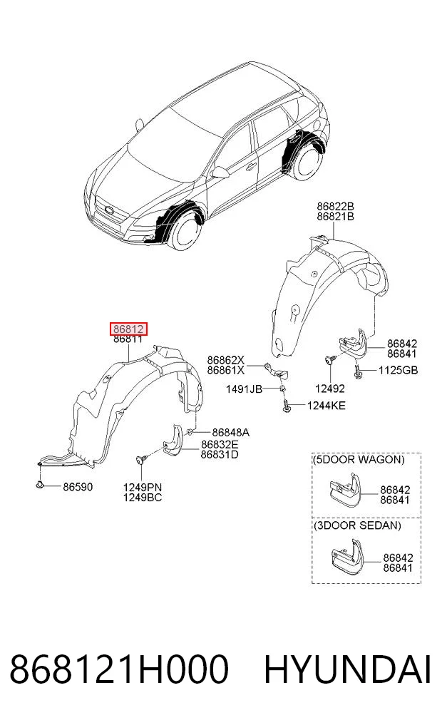  Guarda-barras direito do pára-lama dianteiro KIA Ceed hatchback (ED) (2006 - 2012) 