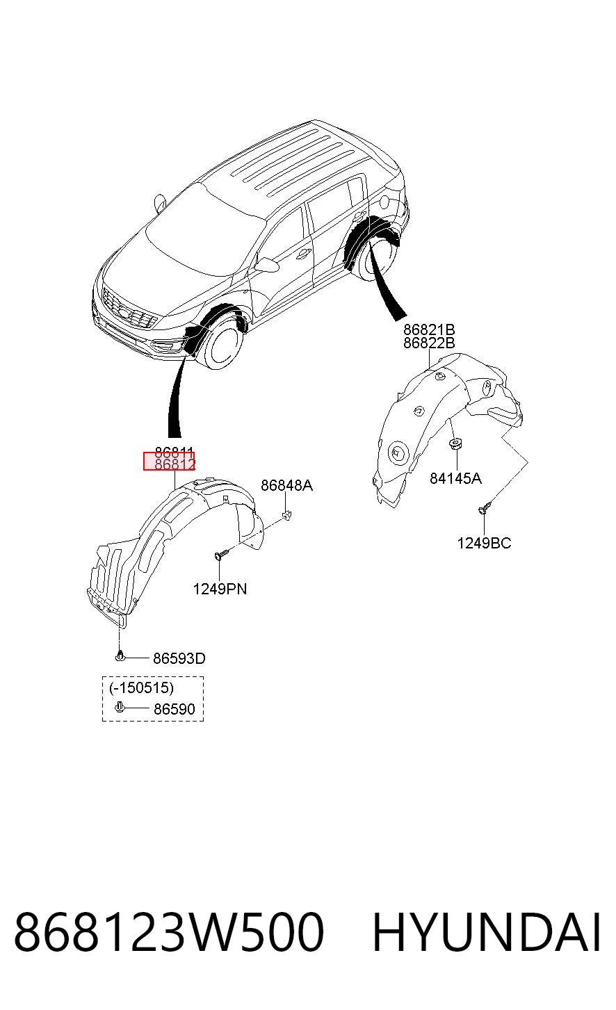  Guarda-barras direito do pára-lama dianteiro KIA Sportage III SUV (SL) (2009 - 2017) III