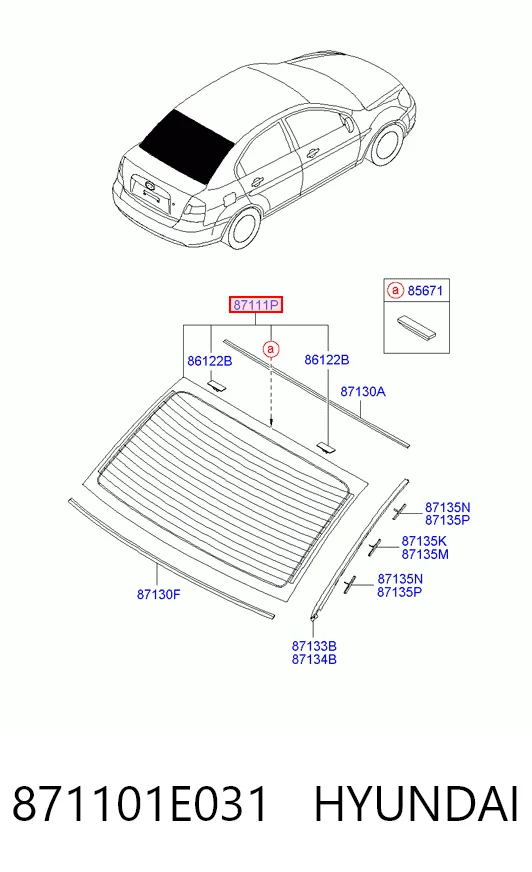 Vidro traseiro para Hyundai Accent III MC