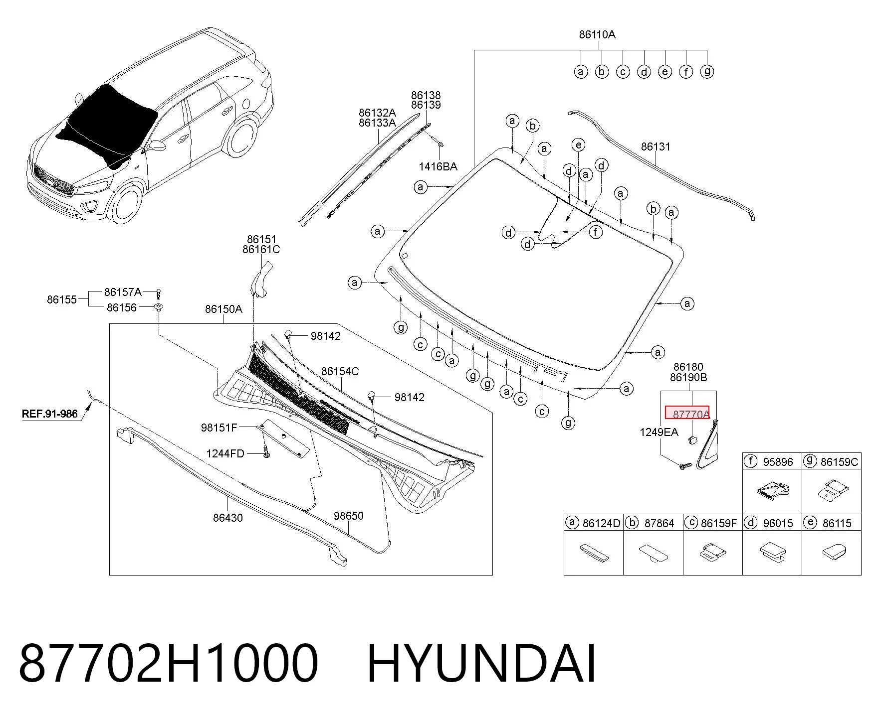 87702H1000 Hyundai/Kia Braçadeira (cápsula) de fixação de moldura da porta