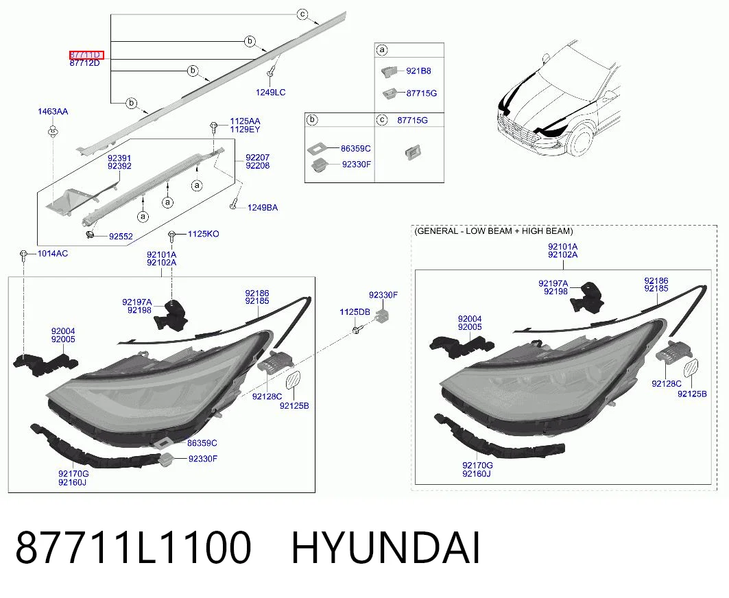87711L1100 Hyundai/Kia Moldura do pára-lama dianteiro esquerdo