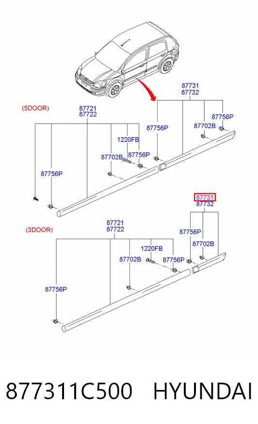 40440041 Polcar Moldura da porta traseira esquerda
