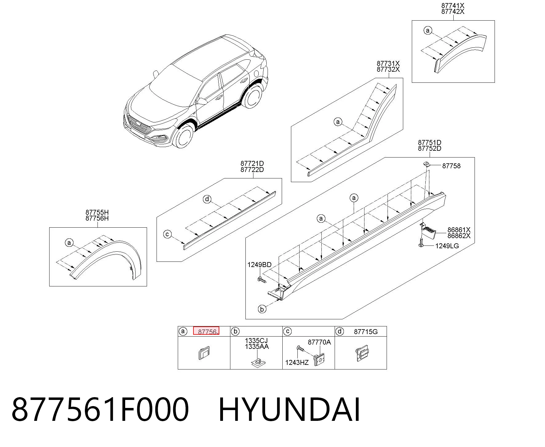 877561F000 Hyundai/Kia Cápsula (prendedor) de fixação de placas sobrepostas do acesso