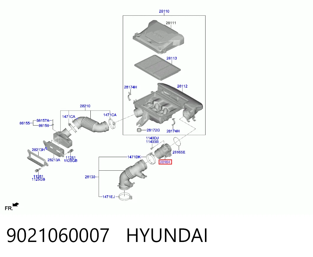  Sensor de fluxo (consumo) de ar, medidor de consumo M.A.F. - (Mass Airflow) KIA Picanto II hatchback (TA) (2011 - 2018) II