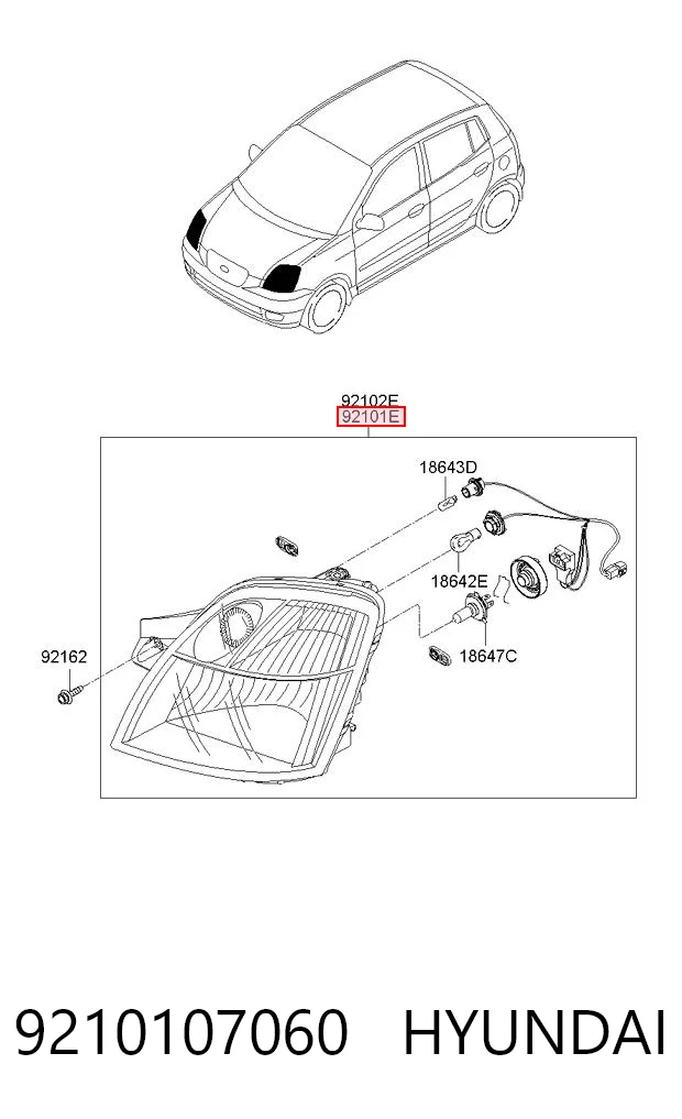 Luz esquerda para KIA Picanto I BA