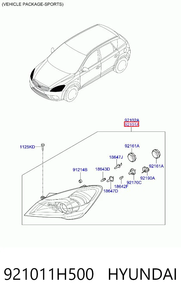 Luz esquerda para KIA Ceed  ED