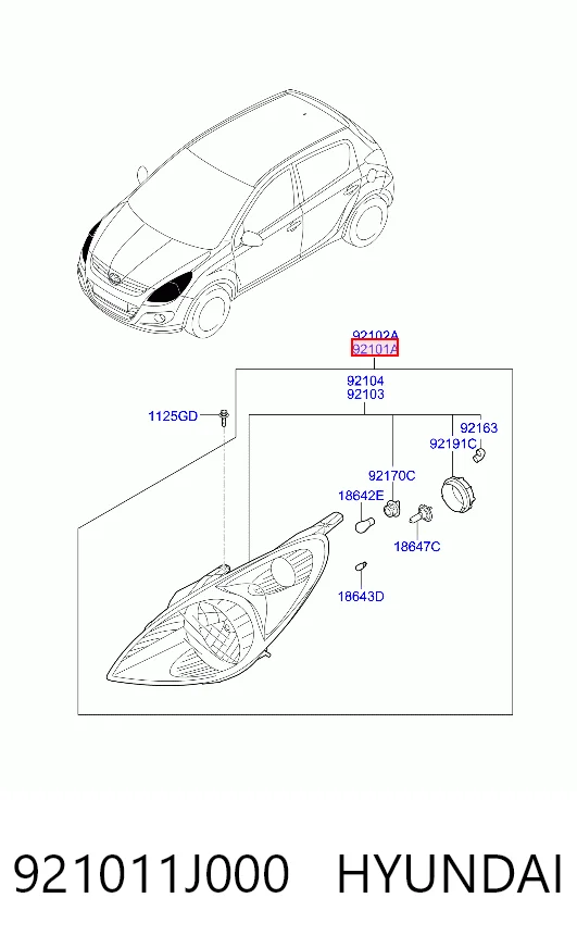  Luz esquerda Hyundai I20 I hatchback (PB) (2008 - 2012) I
