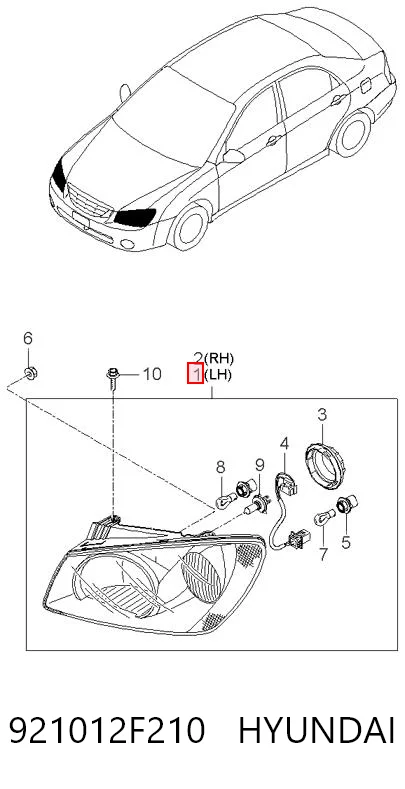 Luz esquerda para KIA Cerato II TD