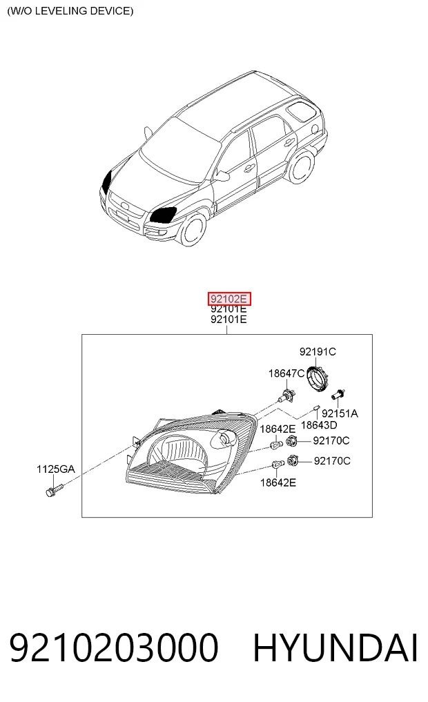 Luz direita KIA Sportage II JE