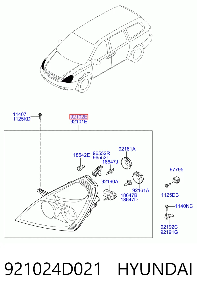 Luz direita para KIA Carnival III VQ