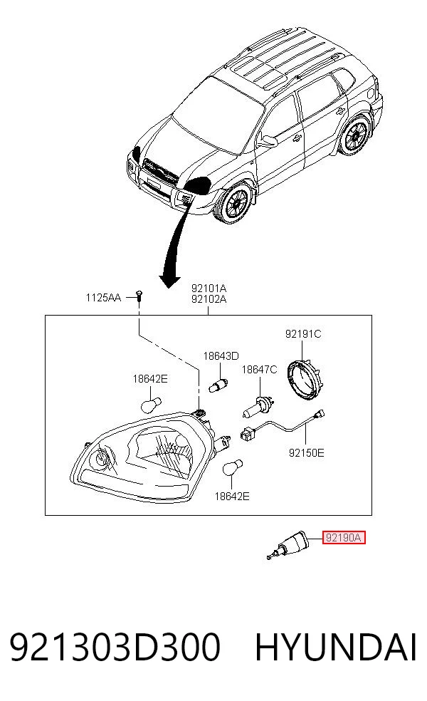 Corretor da luz para Hyundai Tucson I JM
