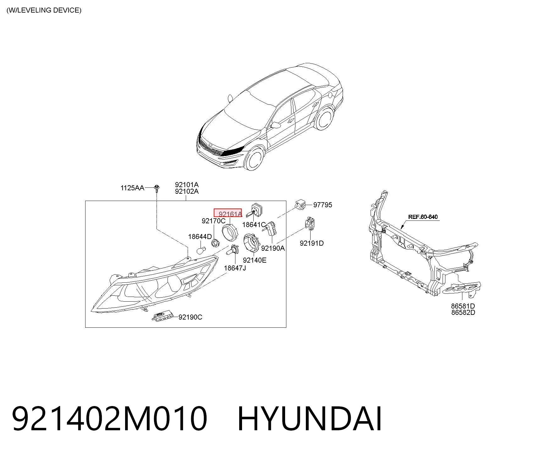 921402M010 Hyundai/Kia Tampa das luzes traseiras