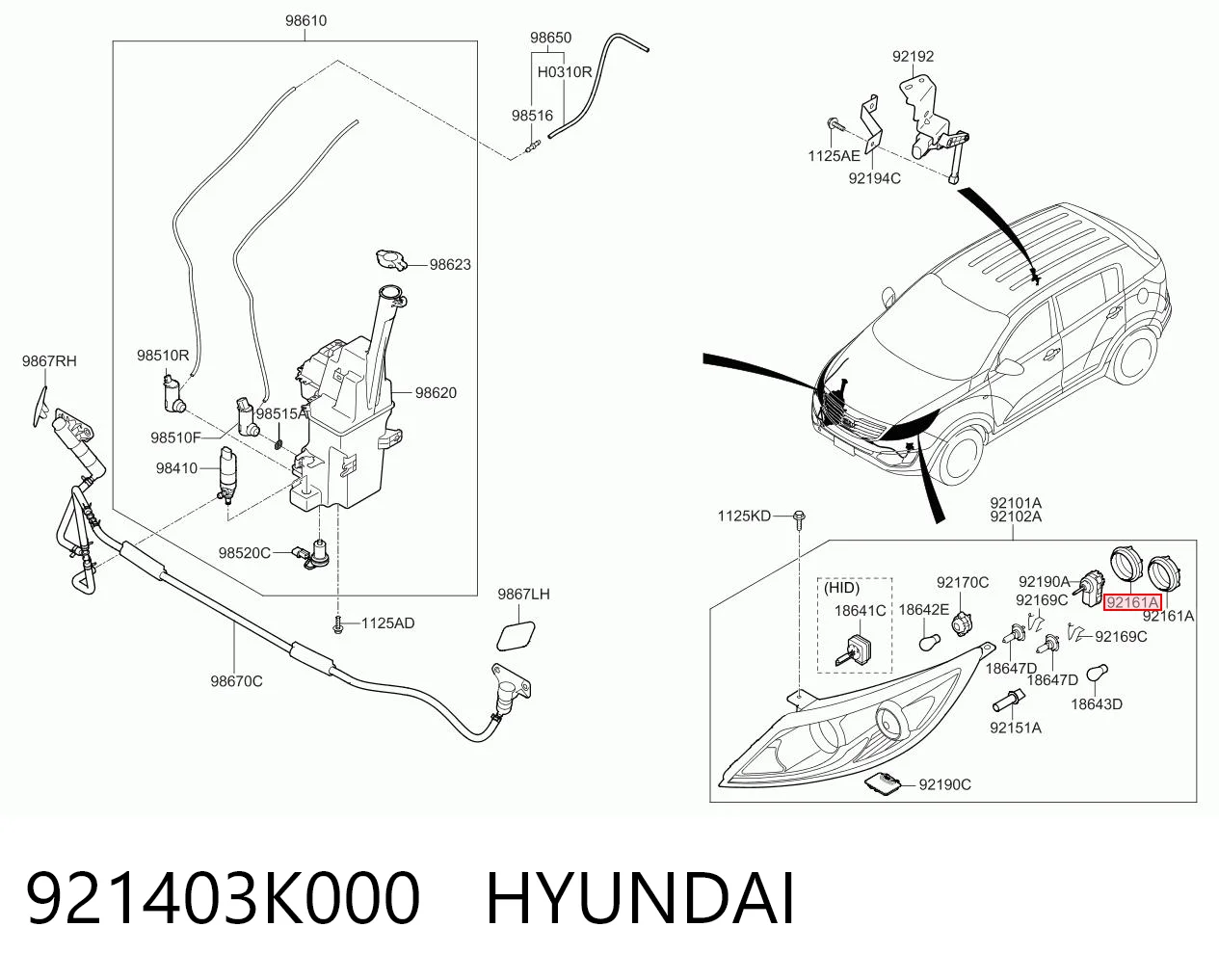 921403K000 Hyundai/Kia Tampa das luzes traseiras