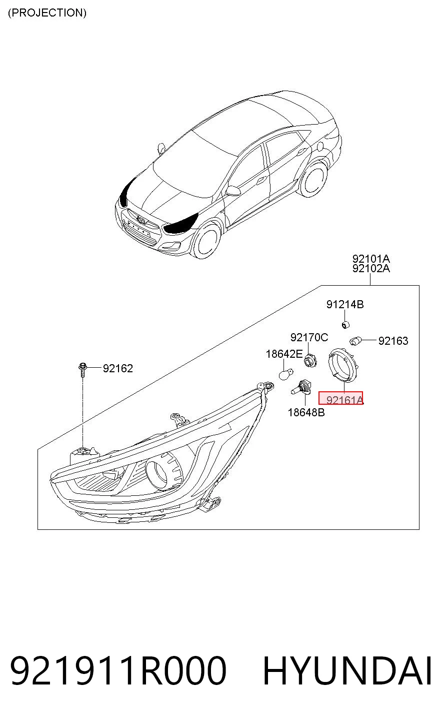 921911R000 Hyundai/Kia Tampa das luzes traseiras