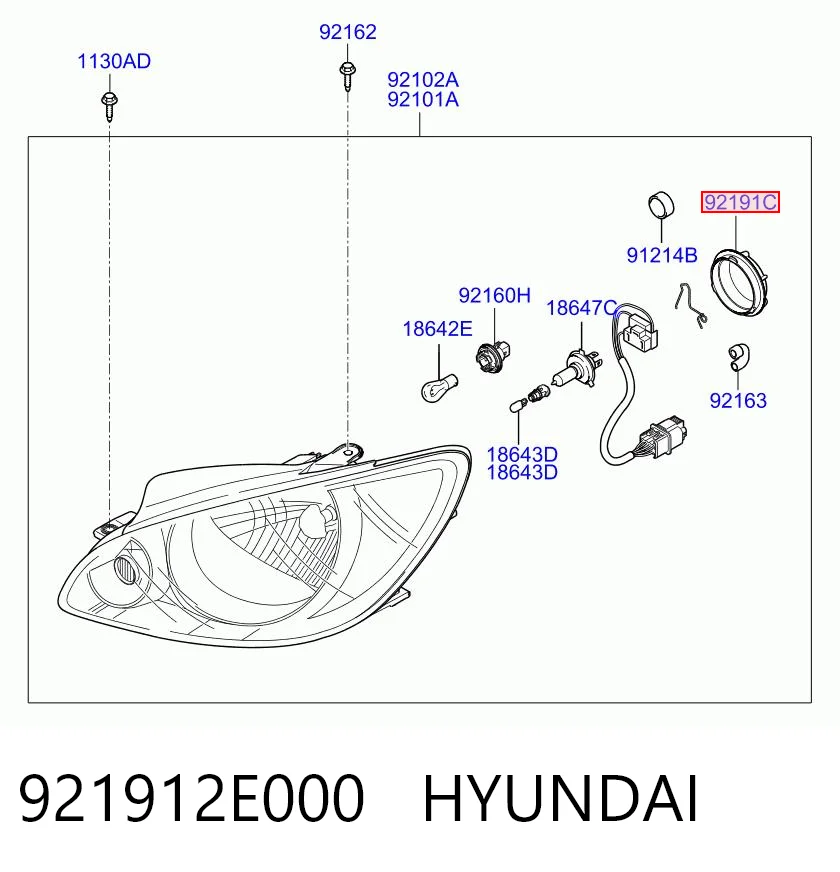 921912E000 Hyundai/Kia Tampa das luzes traseiras