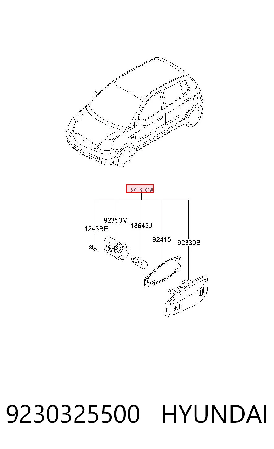 9230325500 Hyundai/Kia Luz intermitente no pára-lama