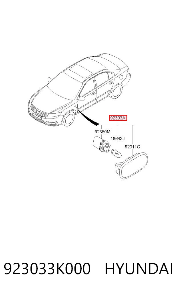 923033K000 Hyundai/Kia Luz intermitente no pára-lama