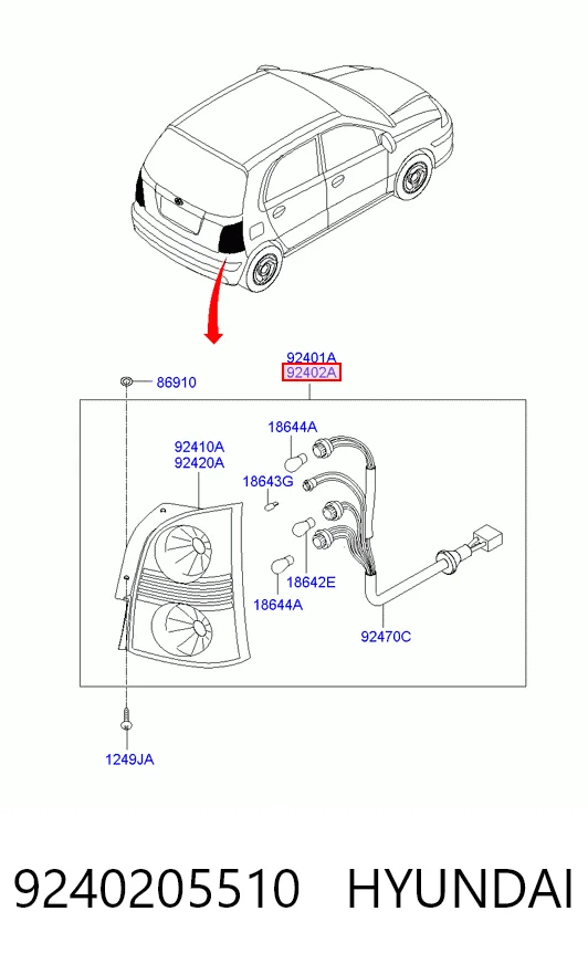 Lanterna traseira direita Hyundai Atos  MX