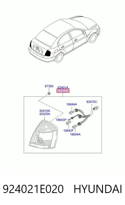  Lanterna traseira direita Hyundai Accent III sedan (MC) (2005 - 2012) III