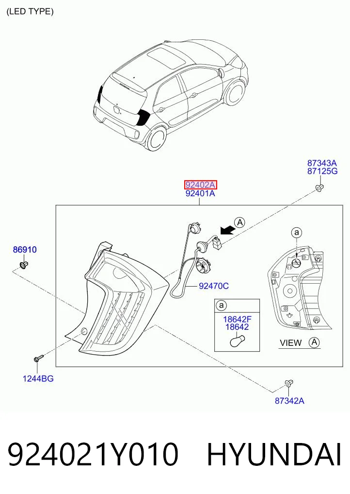  Lanterna traseira direita KIA Picanto II hatchback (TA) (2011 - 2018) II
