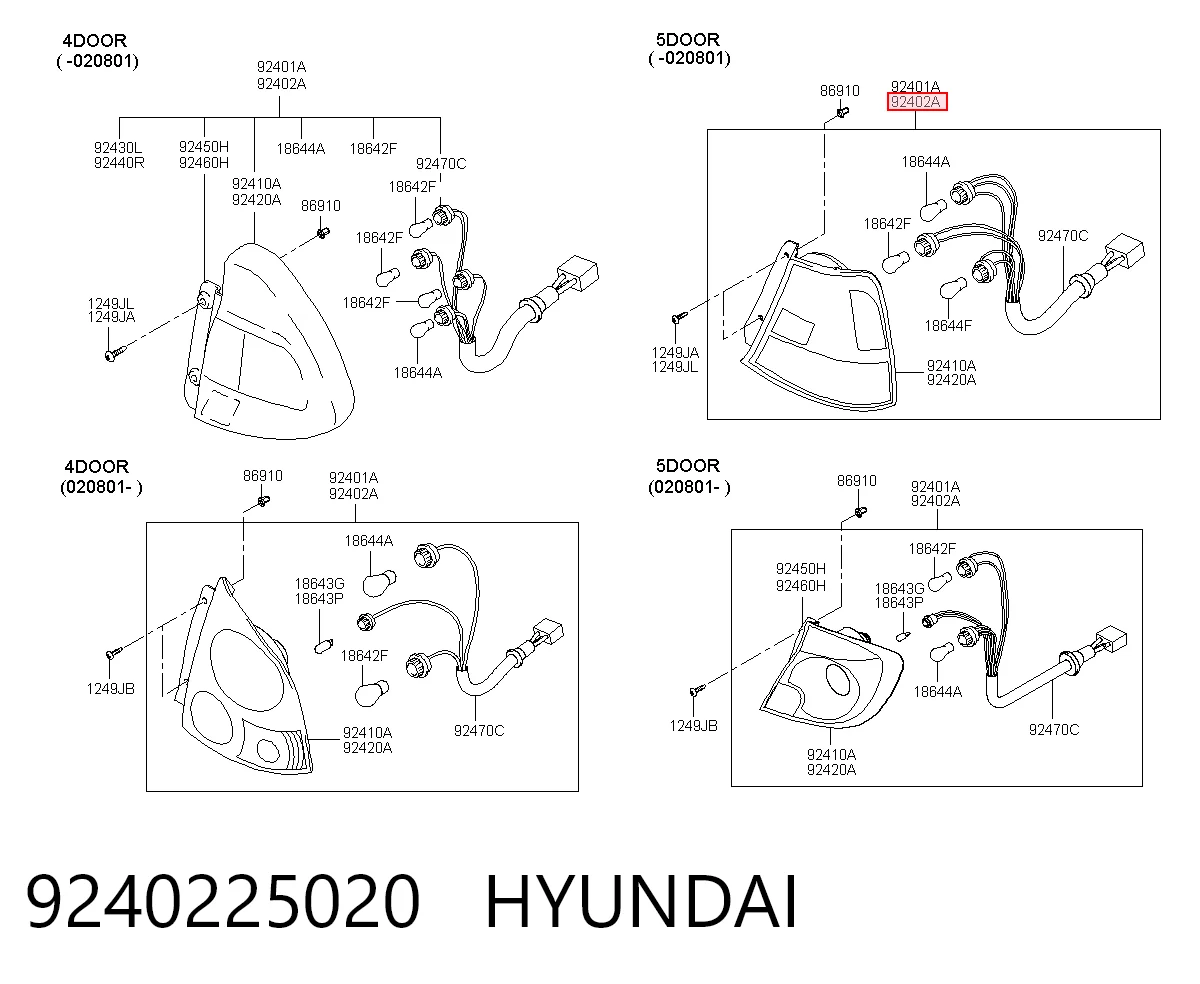 Lanterna traseira direita para Hyundai Accent II LC