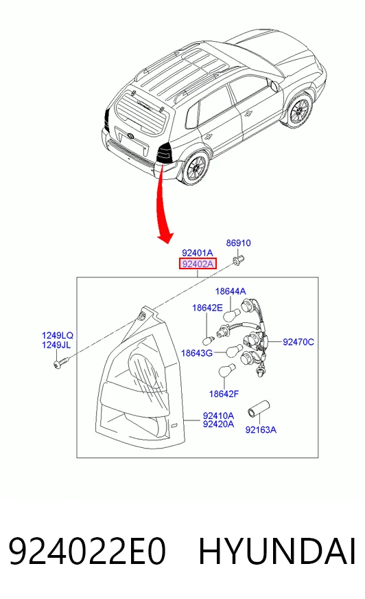 Lanterna traseira direita Hyundai Tucson I JM