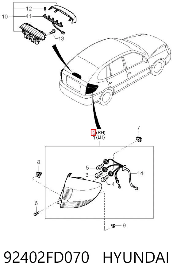 Lanterna traseira direita para KIA Rio I DC