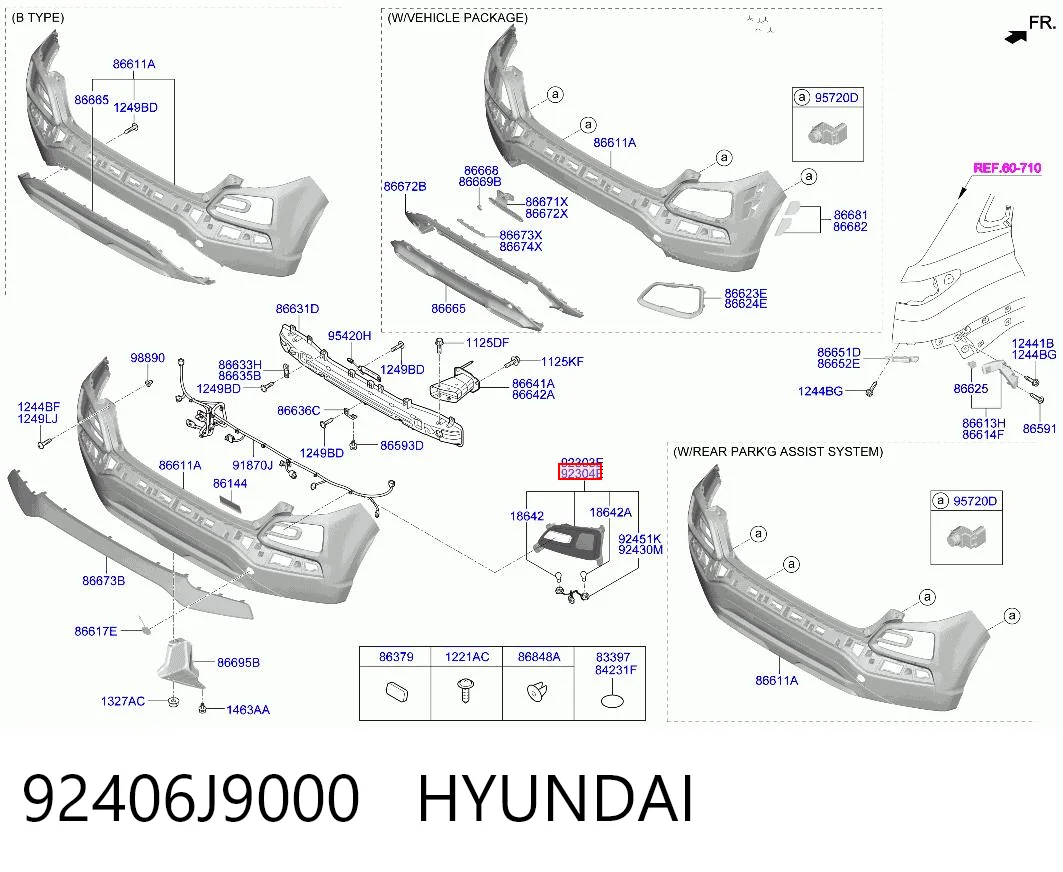 92406J9000 Hyundai/Kia Lanterna do pára-choque traseiro direito